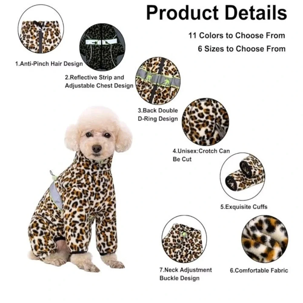 AITOLI Dog Coats for Small Dogs, Polar Fleece Dog Pajamas Bodysuit for Small‎
